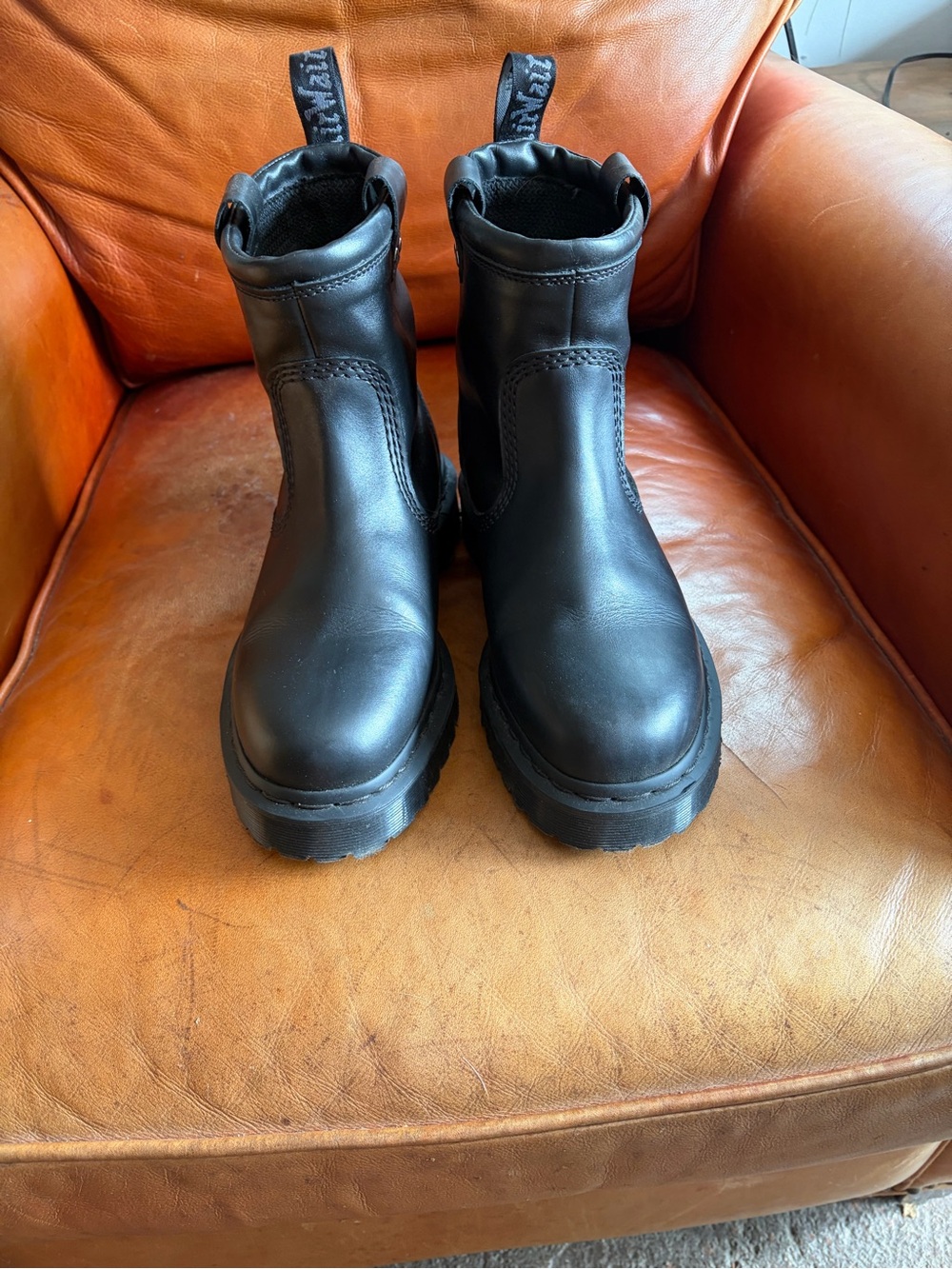 Dr. Martens Black Leather  Chelsea Platform Boots